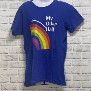 Port & Company Blue My Other Half Rainbow T-Shirt Extra Large